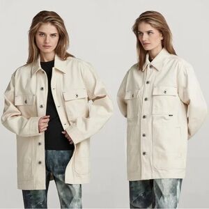 G-Star Raw Women's Relaxed Fit Chore Workwear Denim Jacket in ECRU White Medium